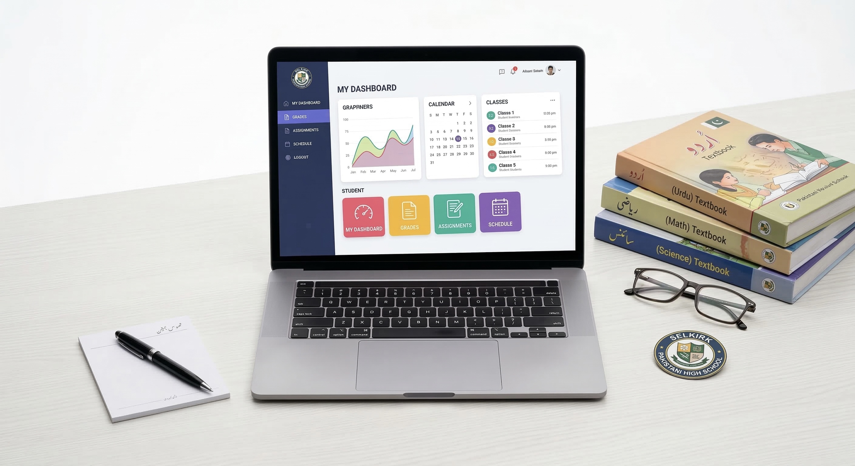 PakEducate dashboard on laptop for Dasu schools